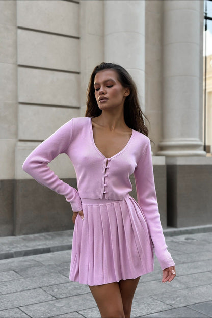 Sexy Knit Crop Top Two Piece Skirt Set