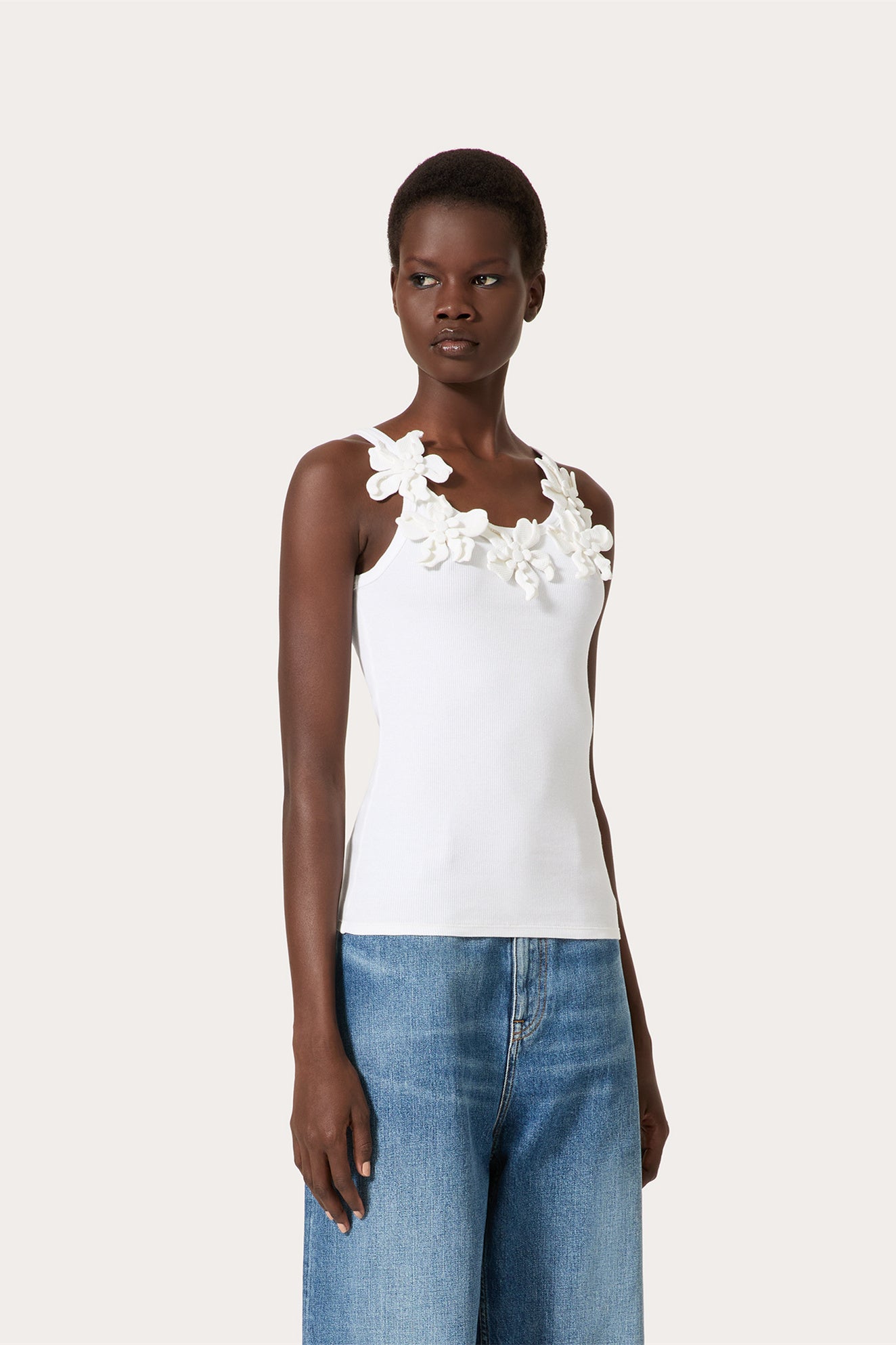Lesley Floral Applique Round Neck Top