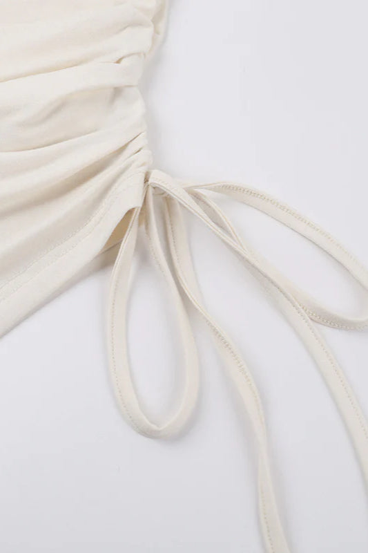 Lace-Up Shoulder Top Set With Skirt Party Dress