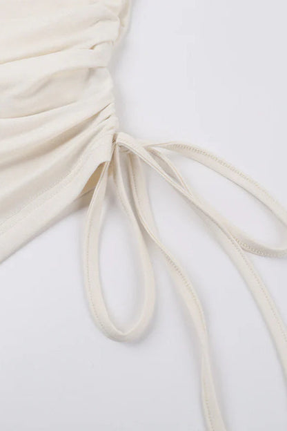 Lace-Up Shoulder Top Set With Skirt Party Dress