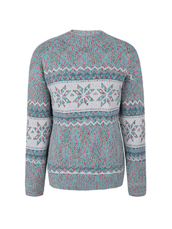 Snowflake Jacquard Mock Neck Sweater