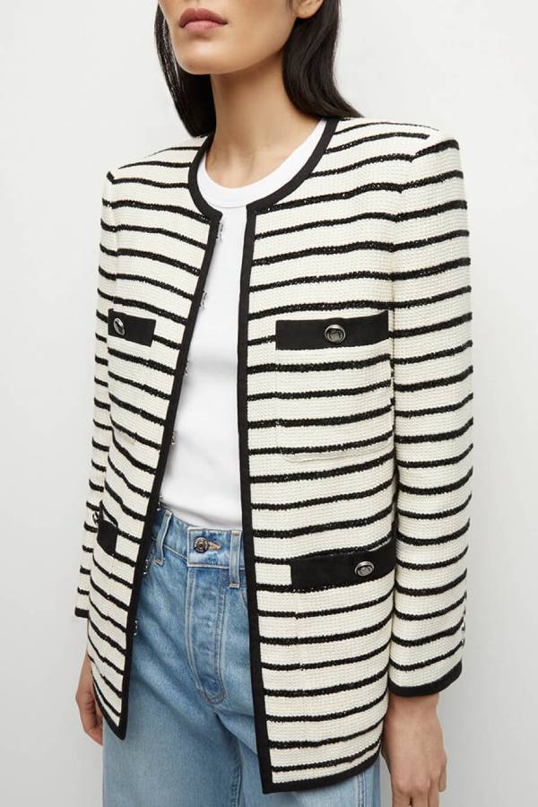 Foster Striped Dickey Jacket in Ivory Black