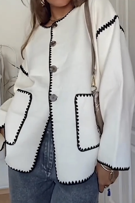 Fashionable Color-block Woolen Coat