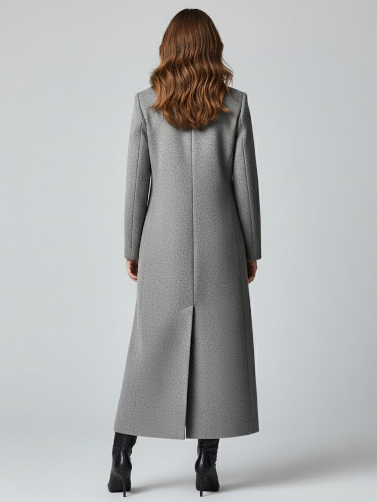 Maxi Double-breasted Woolen Coat in Sophisticated Straight Cut For Women 2026