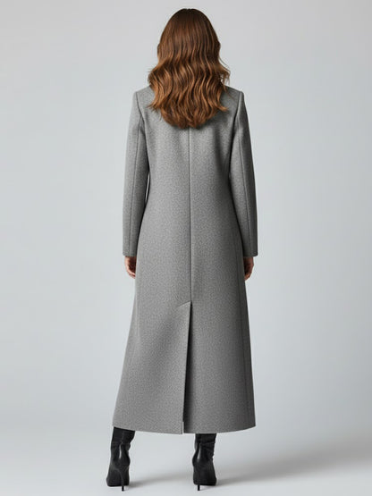 Maxi Double-breasted Woolen Coat in Sophisticated Straight Cut For Women 2026