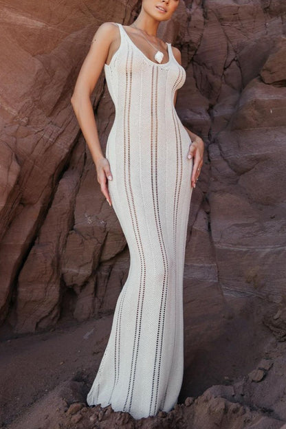 Sexy Backless Bodycon Knit Boho Dress