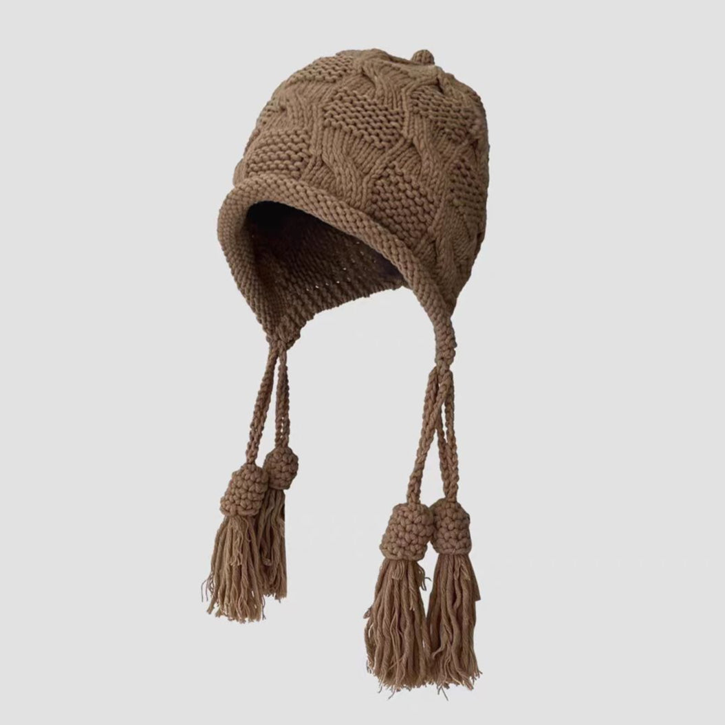 Faux Fur Pom Pom Knit Hat