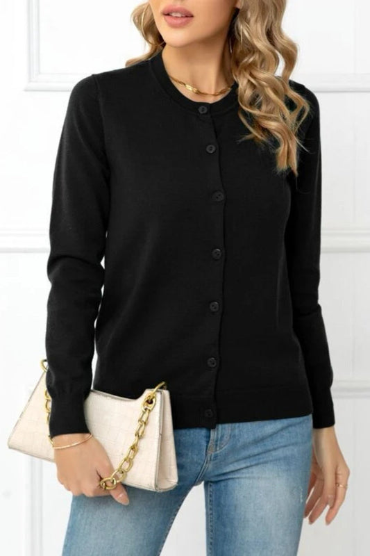Solid Color Knit Cardigan