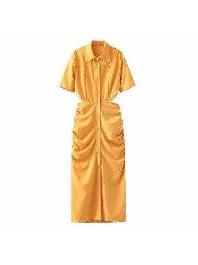 Solid Cutout Shirt Dress