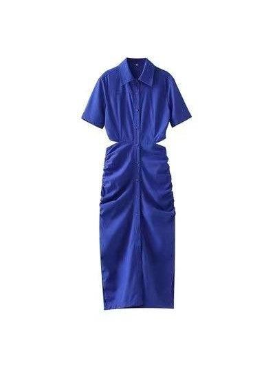 Solid Cutout Shirt Dress