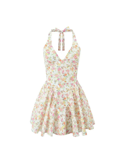 Halterneck Ruffle Short Dress