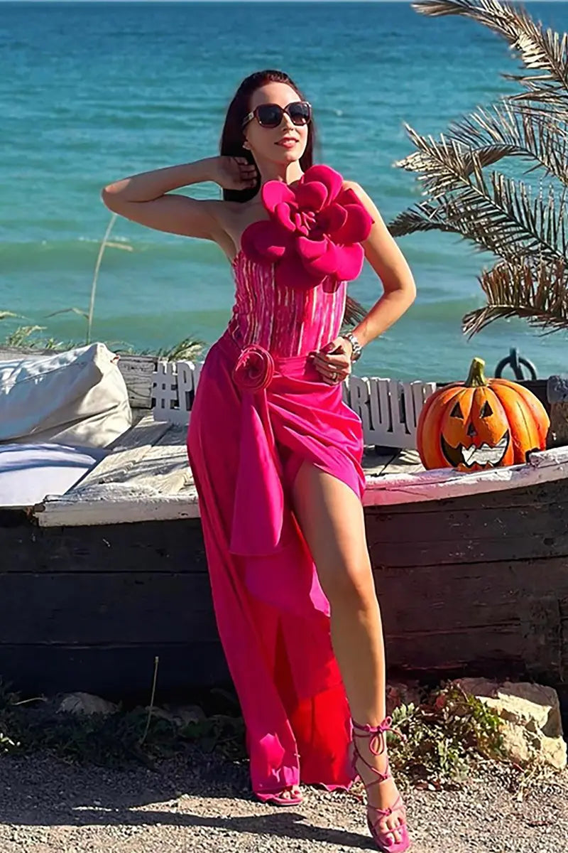 Floral Front Decor Printed One Piece Swimsuit Set