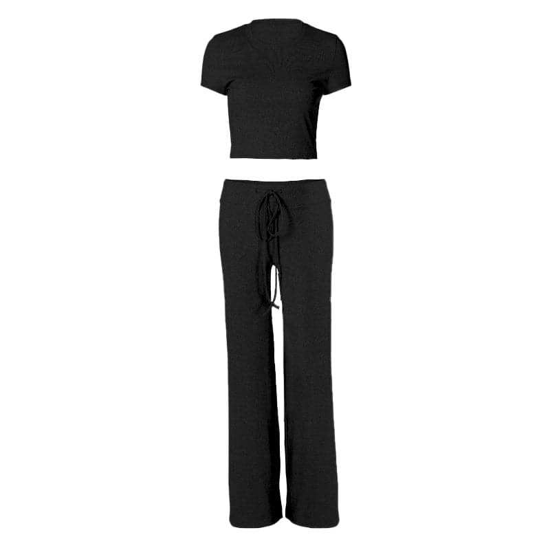Short sleeve crewneck drawstring pant set