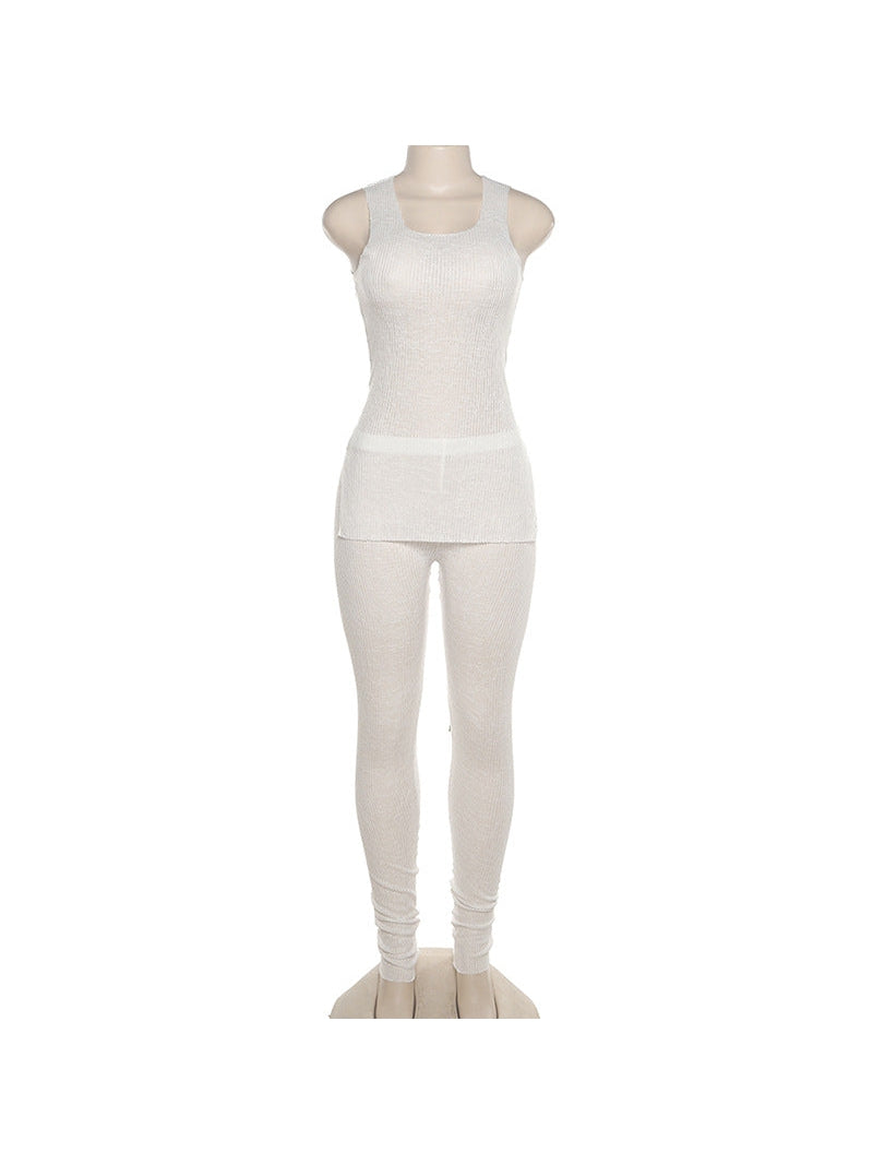 See Through Sleeveless Top & Pants Coord Set