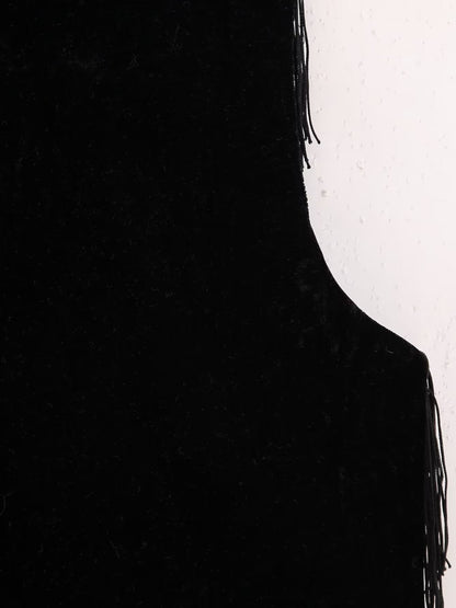 Tassel Fringe Velvet Waist Coat Vest Mini Skirt Set