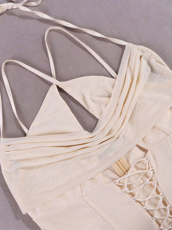 Boning Corset Hollow Out Criss Cross Backless Dress