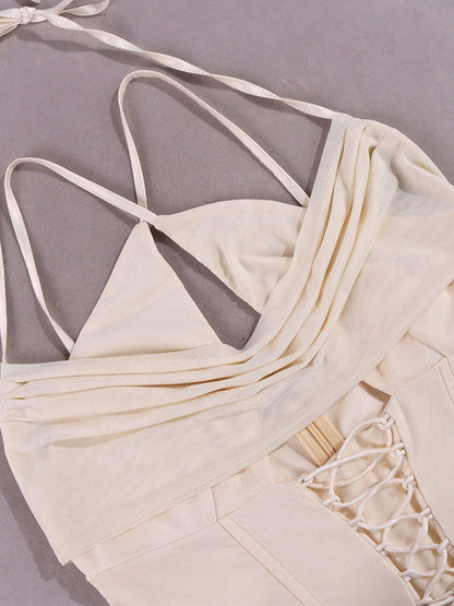 Boning Corset Hollow Out Criss Cross Backless Dress