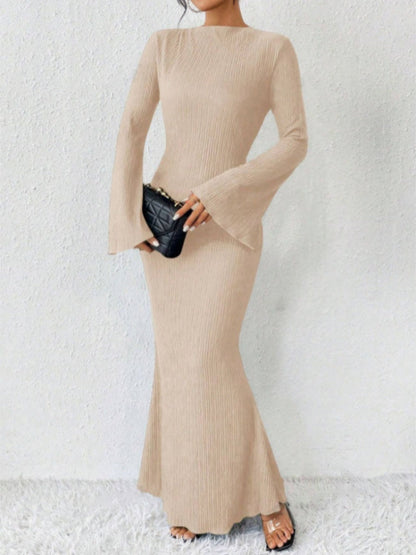 Hip-hugging Long Sleeve Slim-fit Maxi Dresses