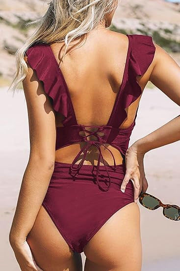 Ruffle Cut-Out One-Piece Swimsuit