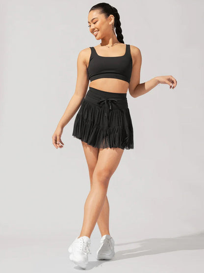 Culottes Sports Pocket Mesh High Waist Skirts