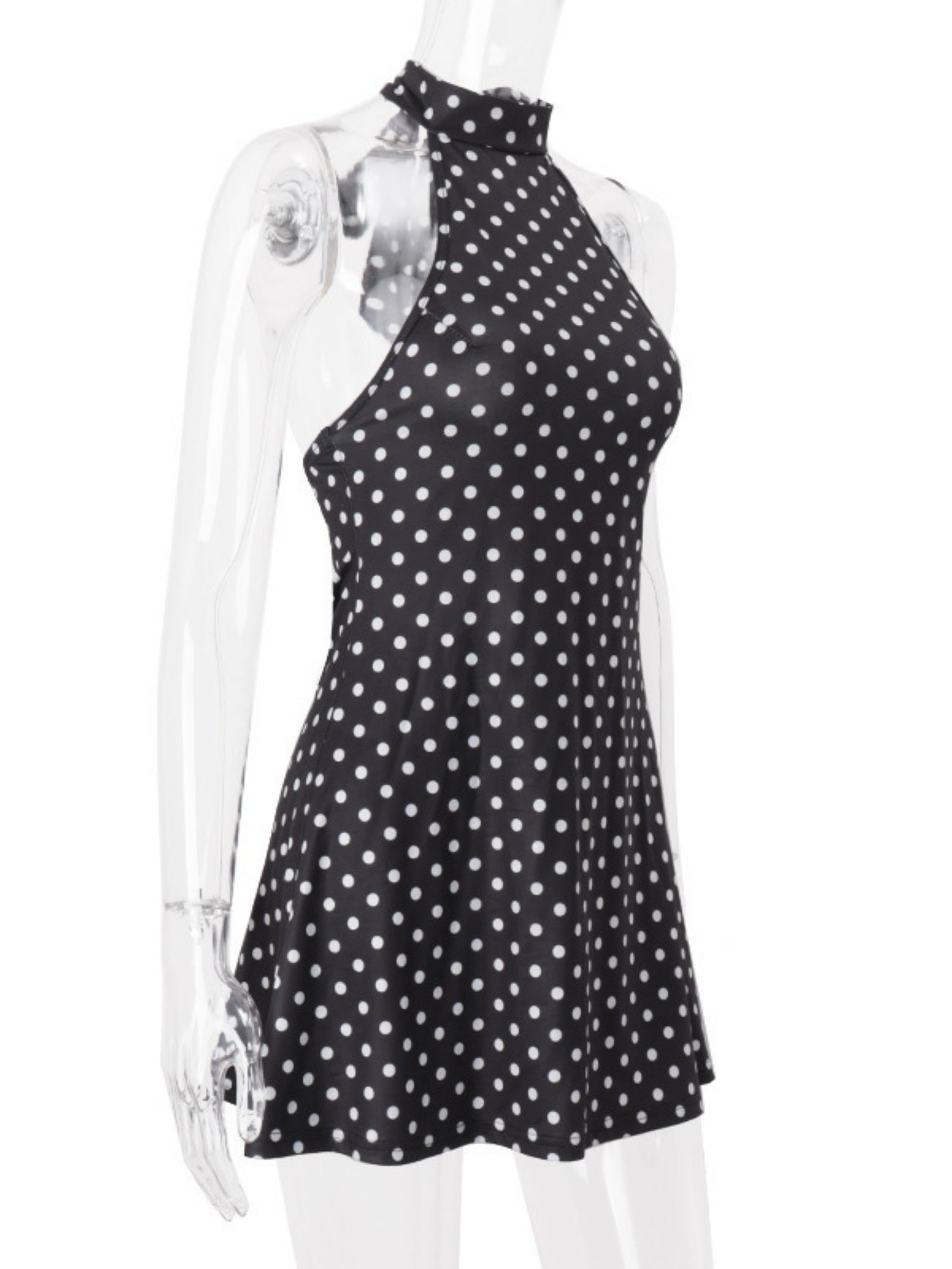 Polka Dots Neckband Backless Sweet Mini&Short Dresses