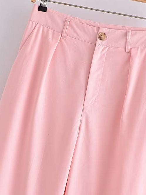 Crop Waist Vest Coat & Wide Leg Pants Coord Set