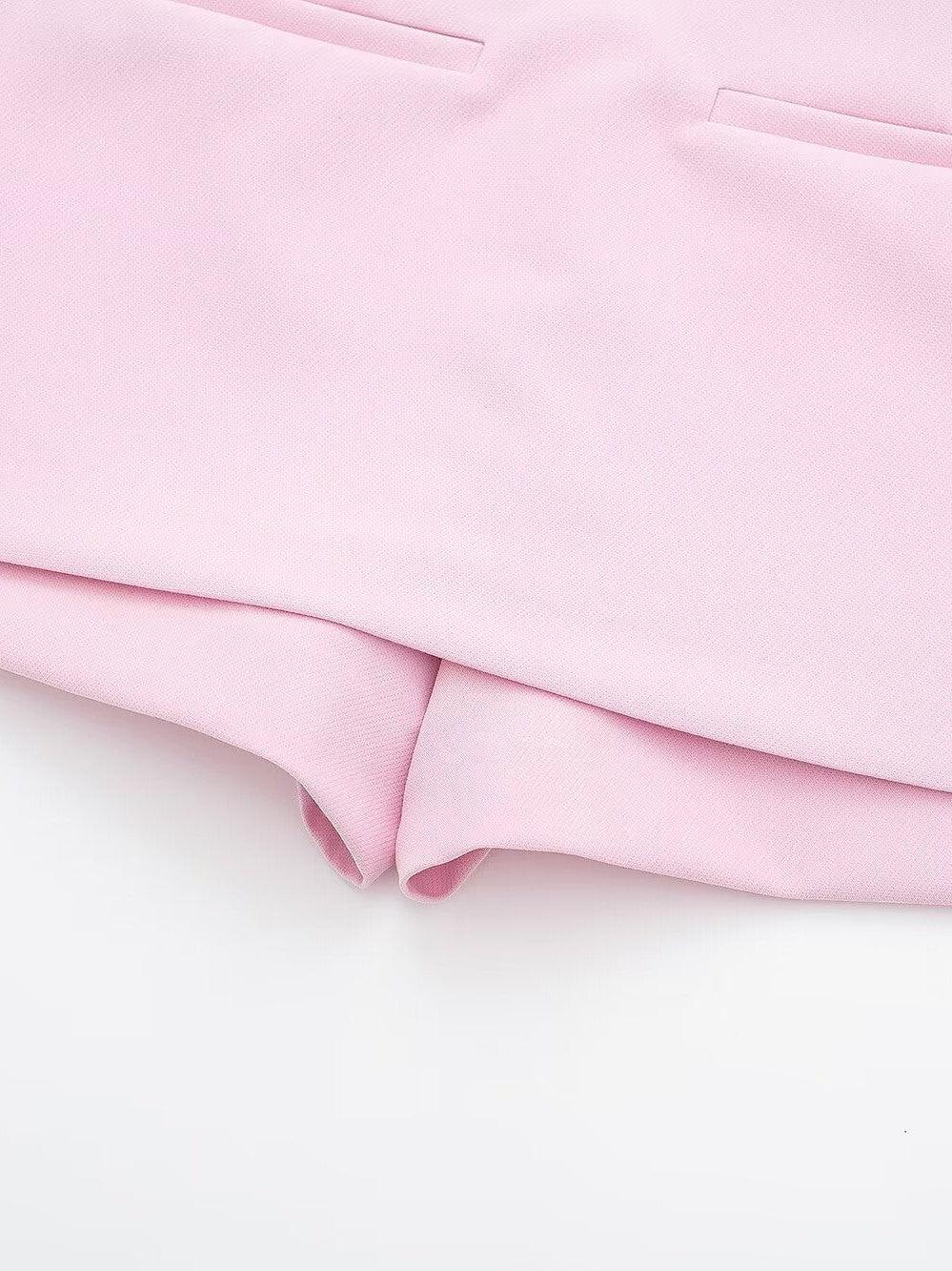 Pink Halterneck Waist Coat & Skort Skirt Coord Set