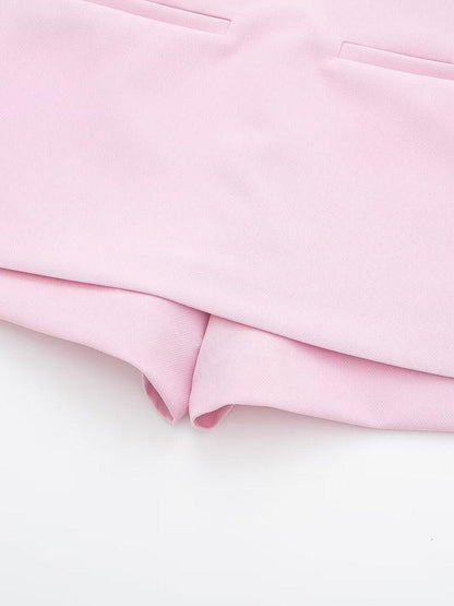 Pink Halterneck Waist Coat & Skort Skirt Coord Set