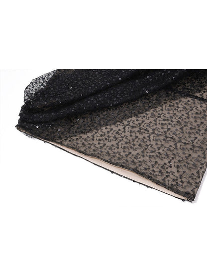 Sequins Boning Lace Fishnet Tube Ribbon Dress