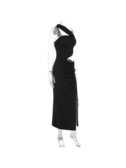 Sayami Asymmetric Cutout Slit Dress