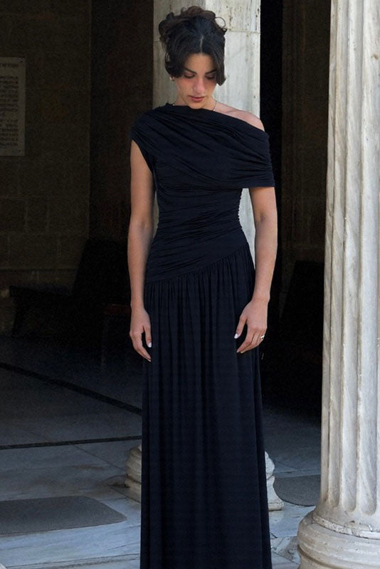 Asymmetric Cutout Evening Maxi Dress