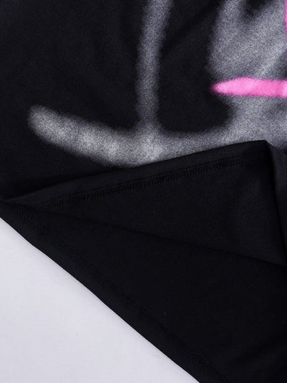 Short Sleeve Printing Long Loose T Shirt