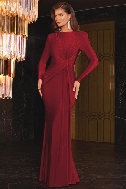 Euro-Inspired Round Neck Evening Maxi Dress