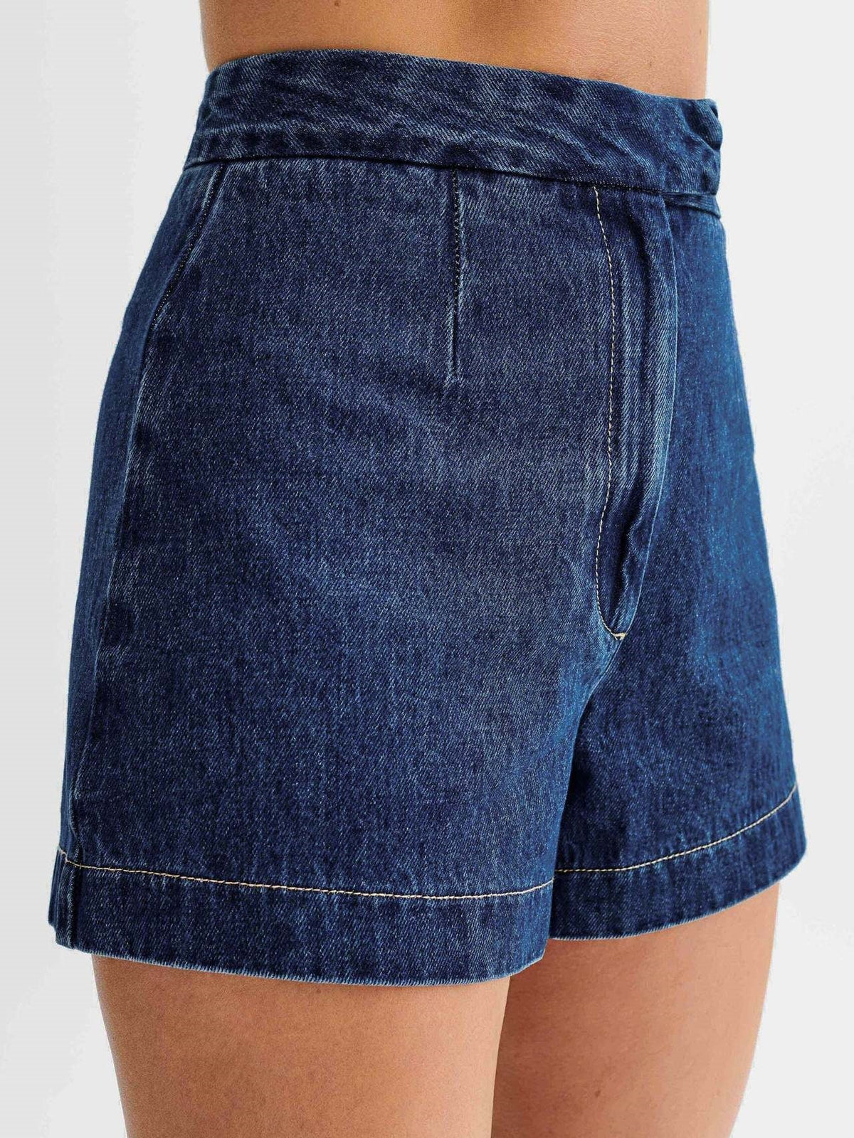 Sleeveless High-waisted Buttons Denim Vest And Shorts 2-piece Sets