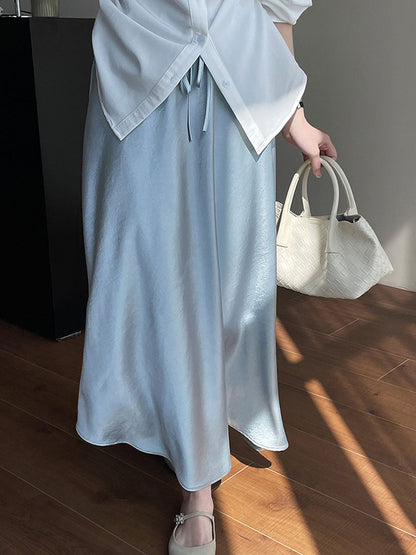 Mary Elegant Solid Color Satin Skirt