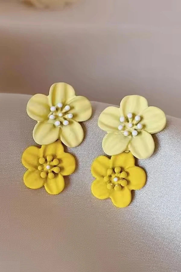 Flower Dual Tone Earrings
