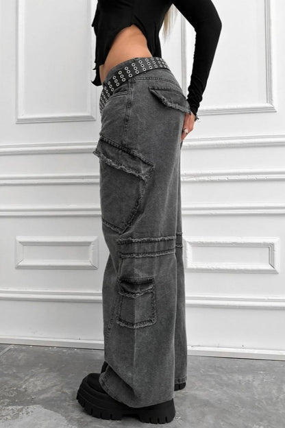Street Style High Waist Utility Jean