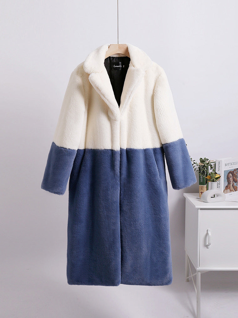 Faux Fur Coats For Women Two Tone Long Eco-friendly Fur Coat