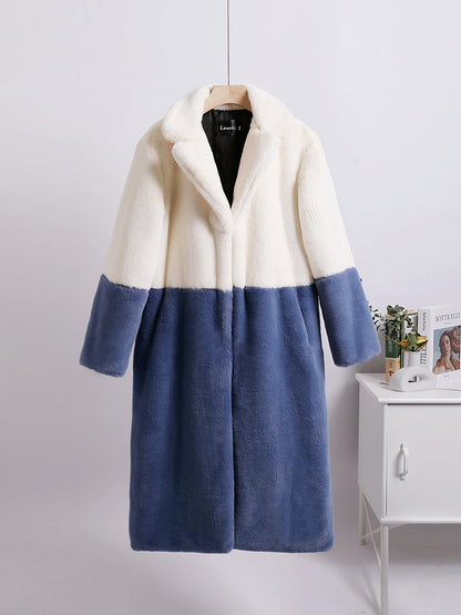 Faux Fur Coats For Women Two Tone Long Eco-friendly Fur Coat