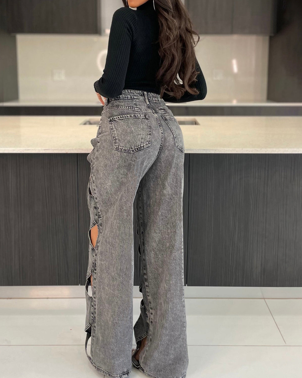 Twist Hollow Wide Leg Pants
