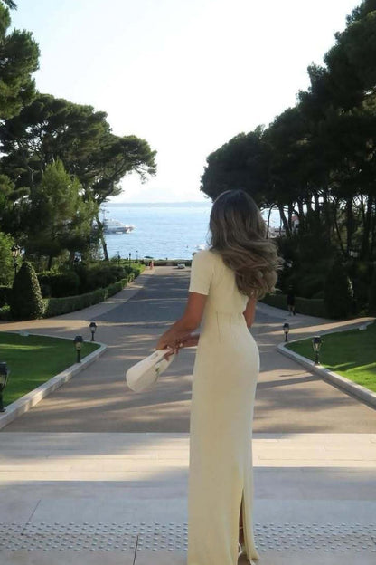 Short Sleeve Slim Fit Maxi Dress