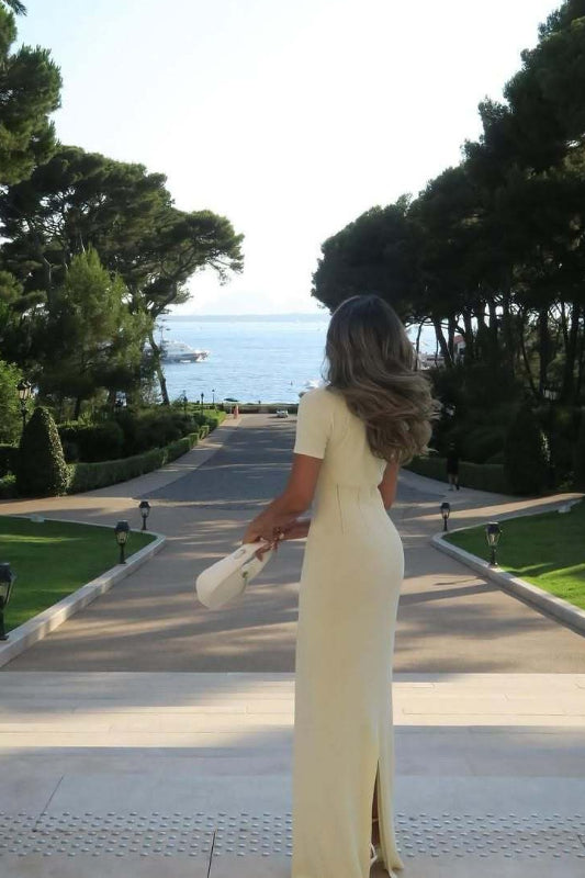 Short Sleeve Slim Fit Maxi Dress