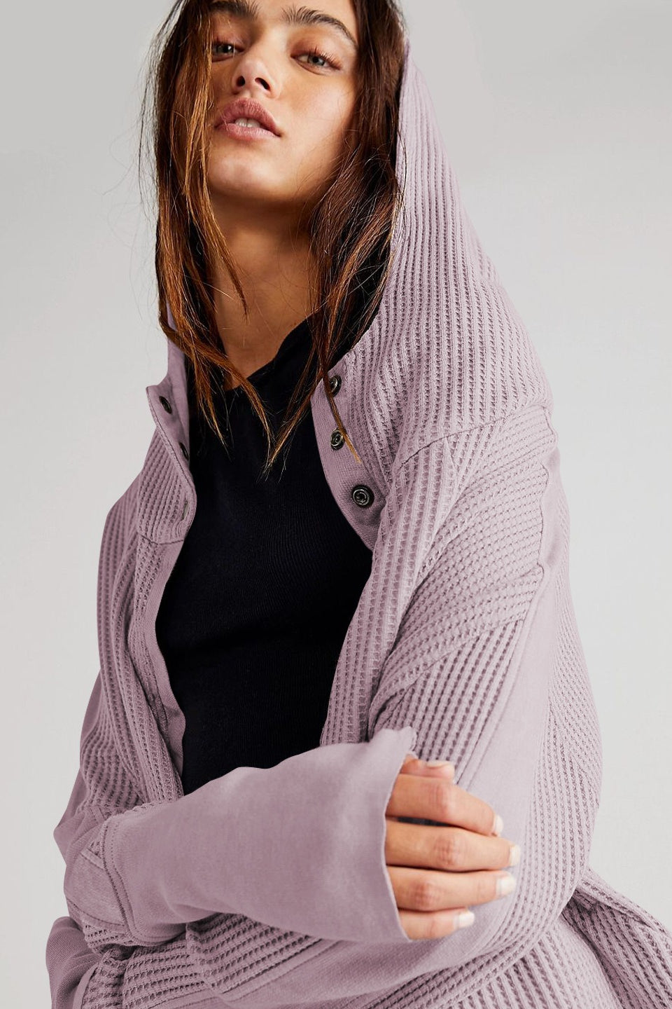 Quilted Panel Zip Up Cropped Hoodie