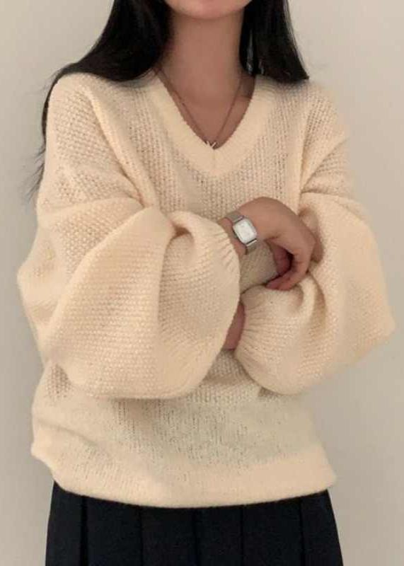 Cozy V-neck Loose Knit Pullover