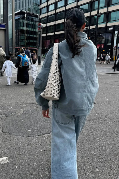 Suede Lantern Sleeve Loose Jacket