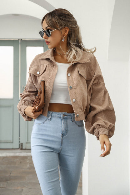 Button Up Corduroy Short Jacket