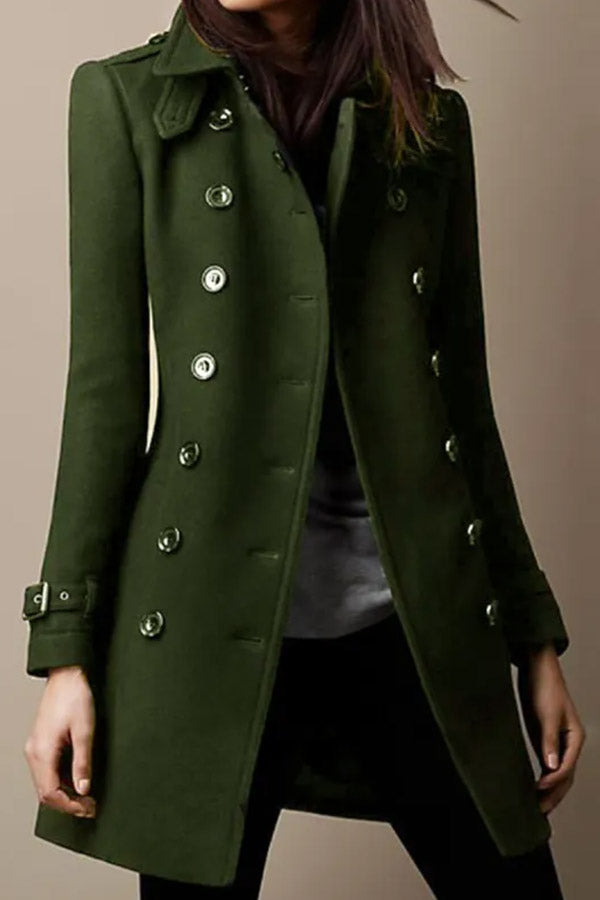 Casual Solid Lapel Long Sleeve Button Coat