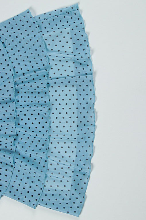 Polka Dot Ruched Strapless Tiered Ruffle Bow Trim Mini Dress