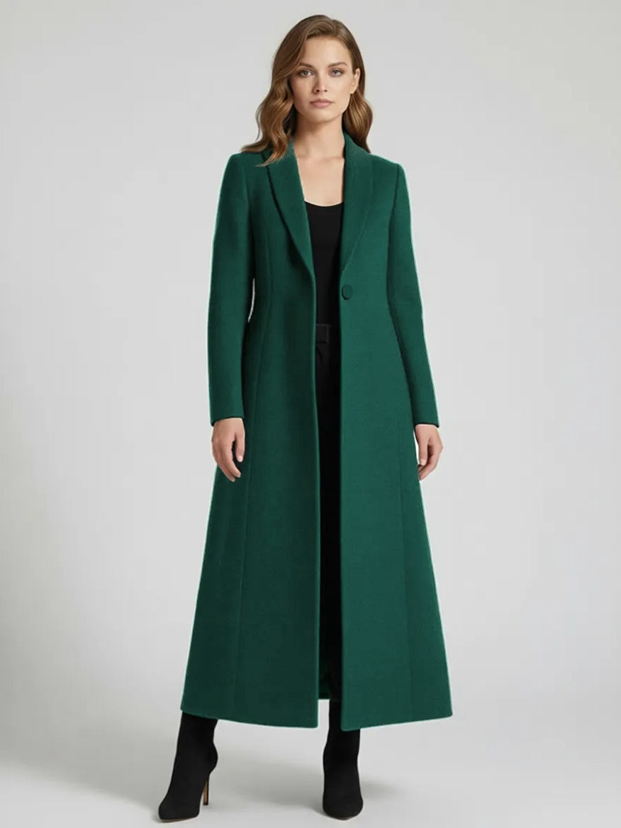 Women's Coat Warm Winter A-line Lapel Full Length Maxi Woolen Coat 2026