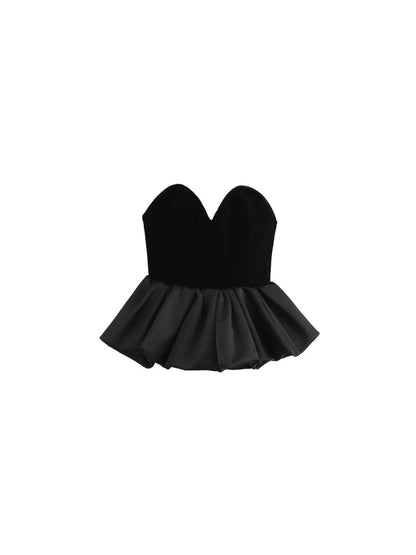 Black Velvet Balloon Tube Top